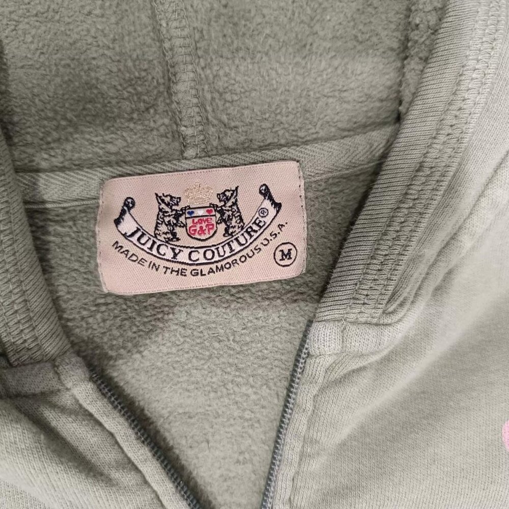 Vintage Juicy Couture Matching Tracksuit Set Green Pink Medium Jacket Pants Rare - Picture 5 of 8
